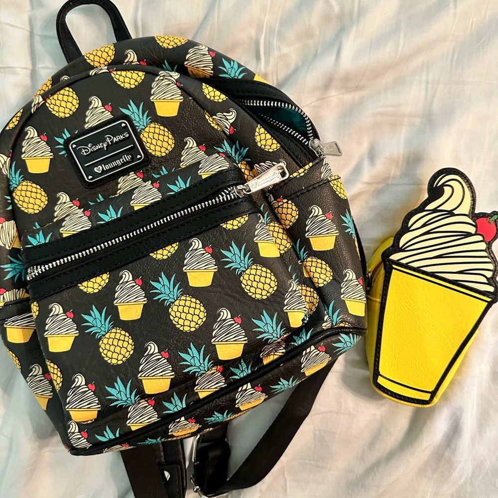 Disney Parks Loungefly Black Dole Whip Backpack & Coin Purse 🍍🍦